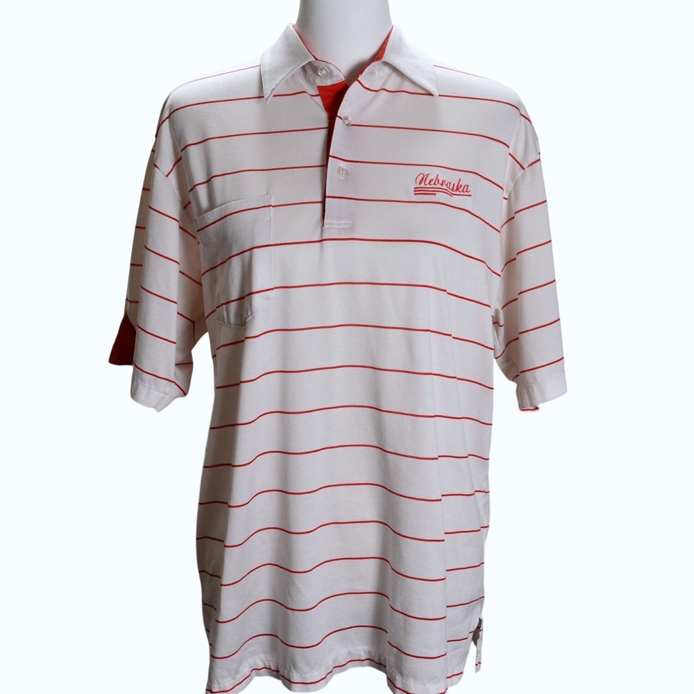 Winner Mate Sportswear Retro Casual Nebraska Cornhusker Polo Shirt Grandpa core‎